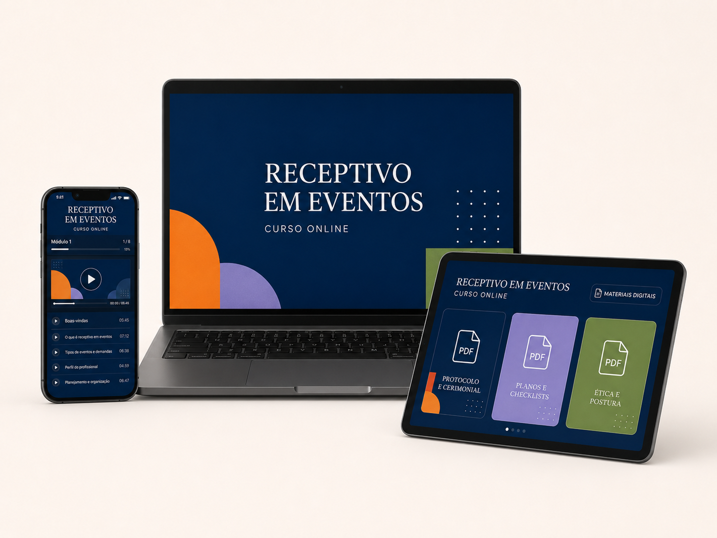 Materiais digitais do curso Receptivo em Eventos